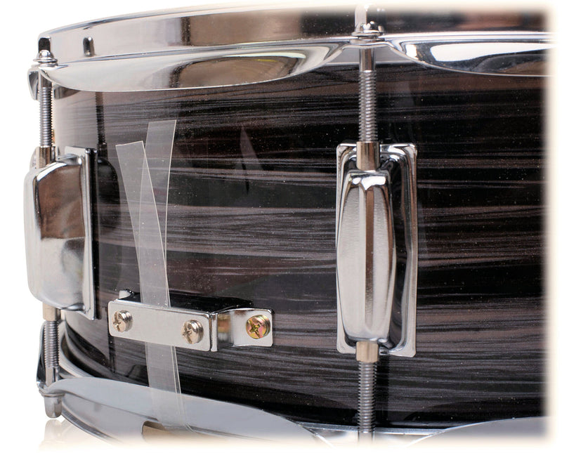 Snare Drum by GRIFFIN - 14" x 5.5" Poplar Wood Shell with Zebra PVC Glossy Finish - Percussion Musical Instrument with Drummers Key for Students