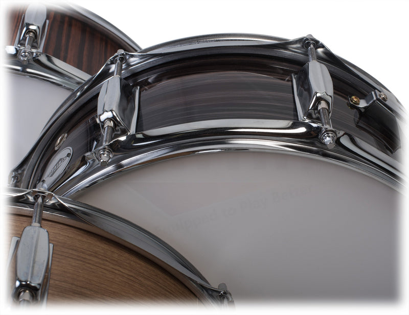 Snare Drum by GRIFFIN - 14" x 5.5" Poplar Wood Shell with Zebra PVC Glossy Finish - Percussion Musical Instrument with Drummers Key for Students