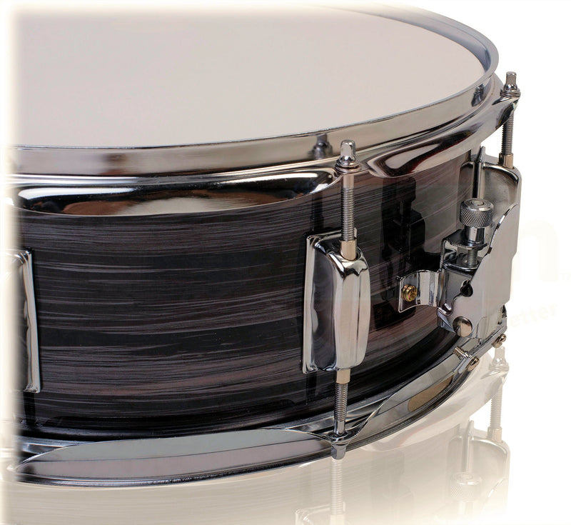 Snare Drum by GRIFFIN - 14" x 5.5" Poplar Wood Shell with Zebra PVC Glossy Finish - Percussion Musical Instrument with Drummers Key for Students