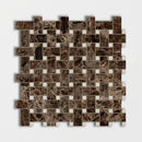 Emperador Dark&crema Marfil Polished Basket Weave Marble Mosaic