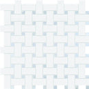 Thassos White&blue Celeste Polished Basket Weave Marble Mosaic
