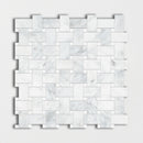 Bella White Honed Basket Weave Marble Mosaic
