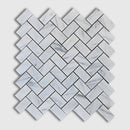 Italian Carrara Polished Herringbone Marble Mosaic