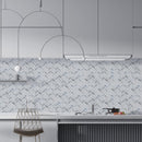 Italian Carrara Polished Herringbone Marble Mosaic