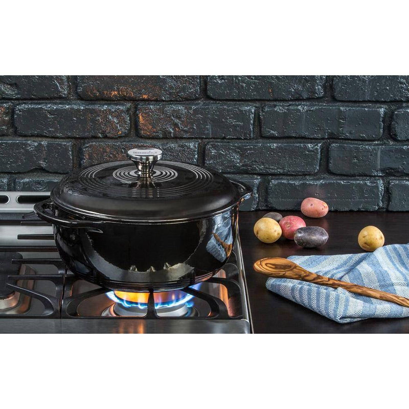 Round 6-Quart Black Enamel Cast Iron Dutch Oven with Lid, photo 3 of 5