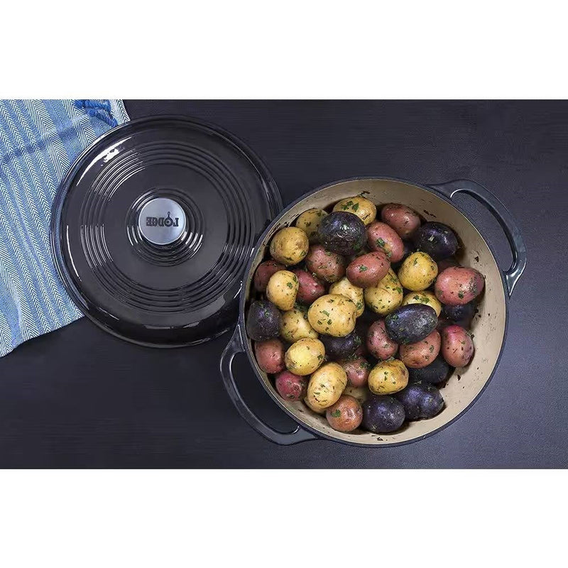 Round 6-Quart Black Enamel Cast Iron Dutch Oven with Lid, photo 5 of 5