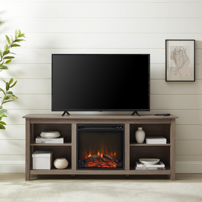 Mission-Style Fireplace TV Stand for TVs up to 65”