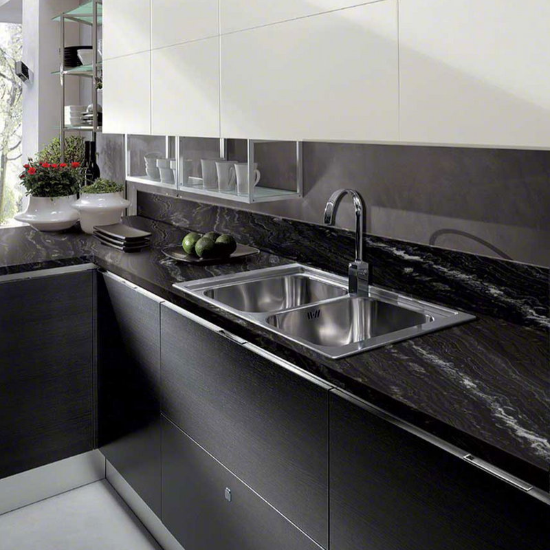 MSI Agatha Black Granite Prefabricated Countertop - Island