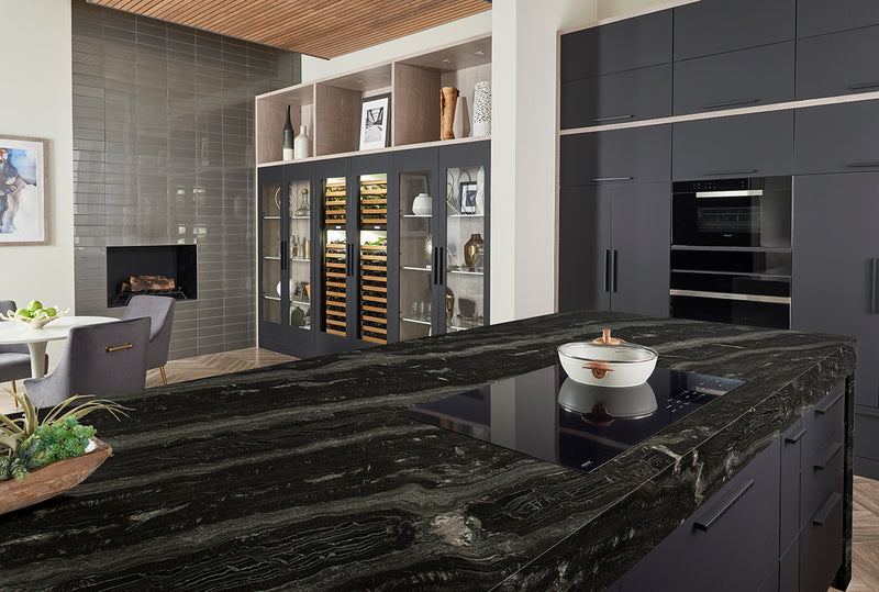 MSI Agatha Black Granite Prefabricated Countertop - Island