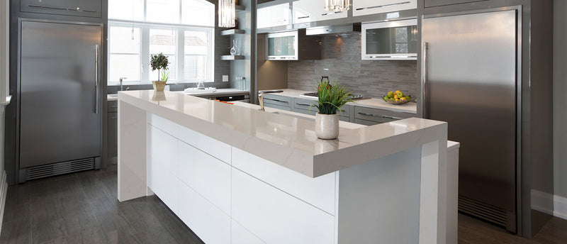 MSI Alabaster White® Premium Quartz Prefabricated Countertop - Island