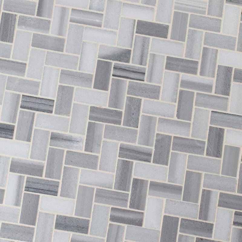 MSI Bergamo Herringbone Polished Marble Mosaic Tile 11.63"x11.63"