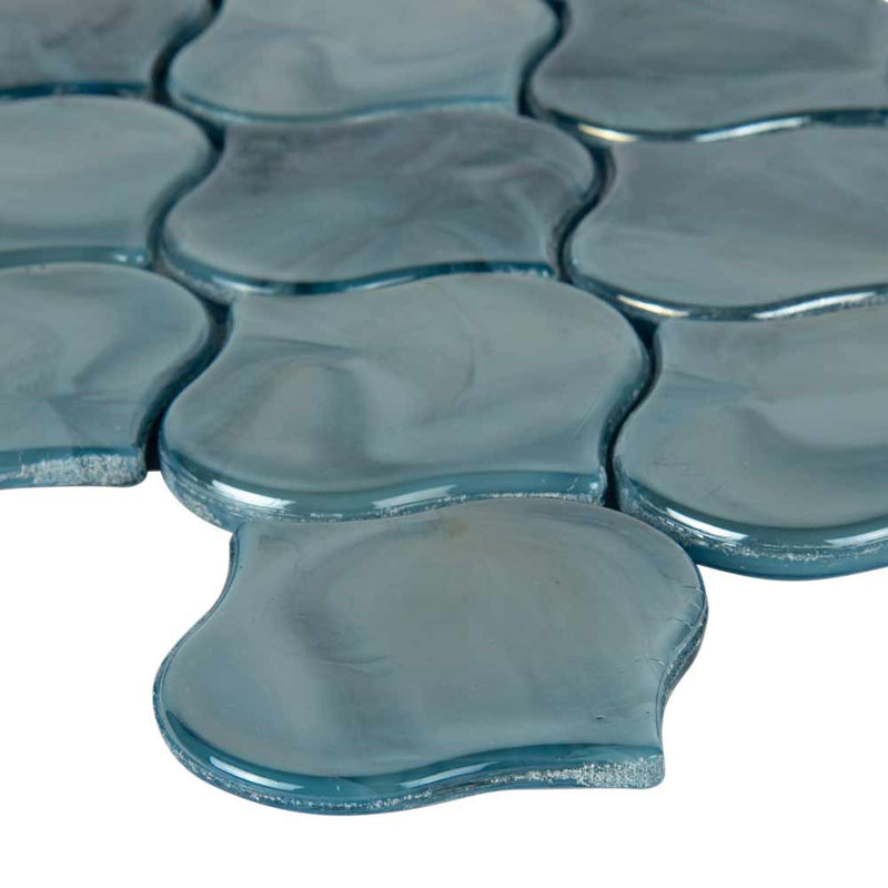 MSI Blue Shimmer Arabesque Glass Mosaic Tile 10"x10.20"