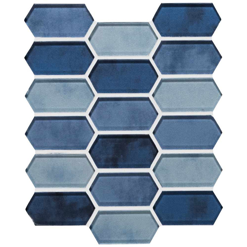 MSI Boathouse Blue Picket Glass Mosaic Tile 10"x12"