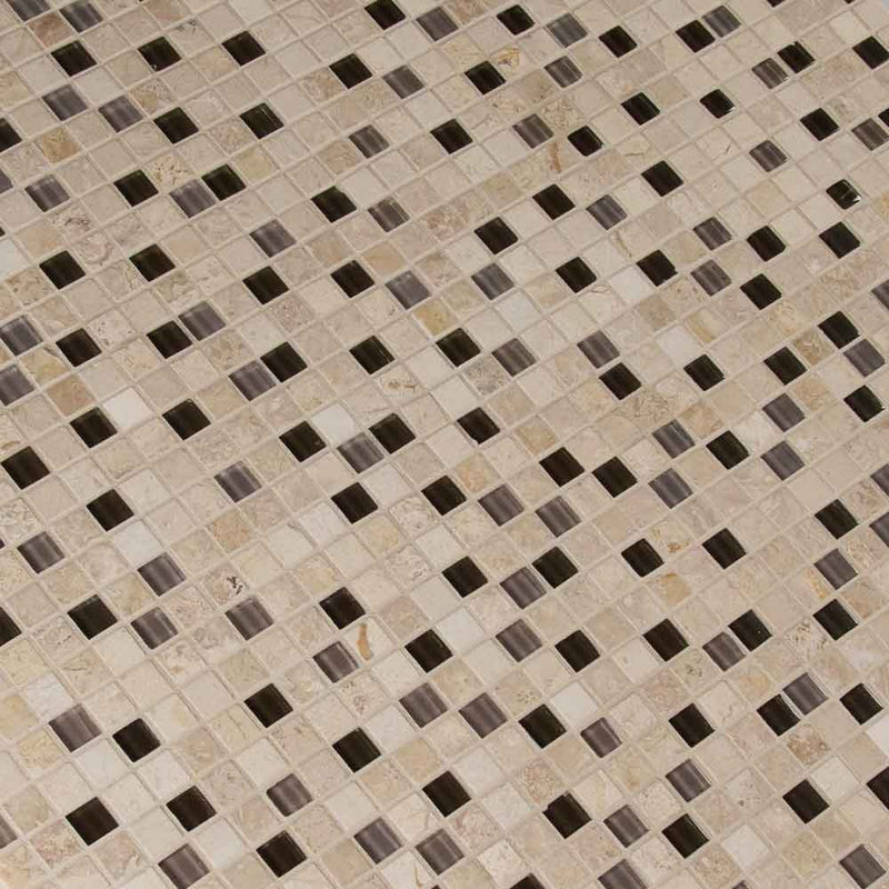 MSI Cafe Noce Stone and Glass Blend Mosaic Tile 5/8"x5/8"