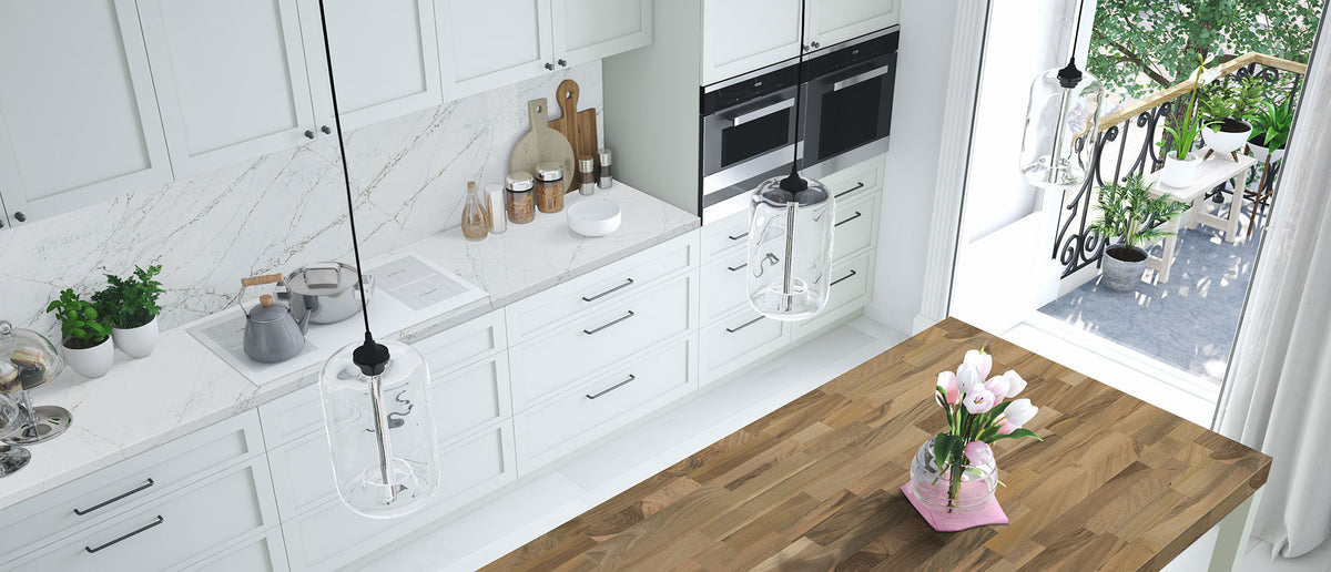 MSI Calacatta Viraldi® Premium Quartz Prefabricated Countertop Islan