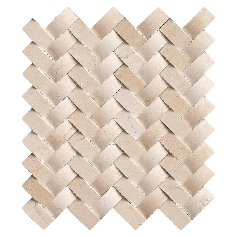 MSI Crema Arched Herringbone Polished Marble Mosaic Tile 12"x12"