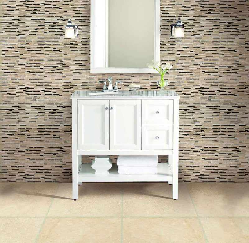 MSI Emperador blend bamboo 12 in x 12 in honed marble mosaic tile SMOT EMPBB BMP10MM roomscene 2