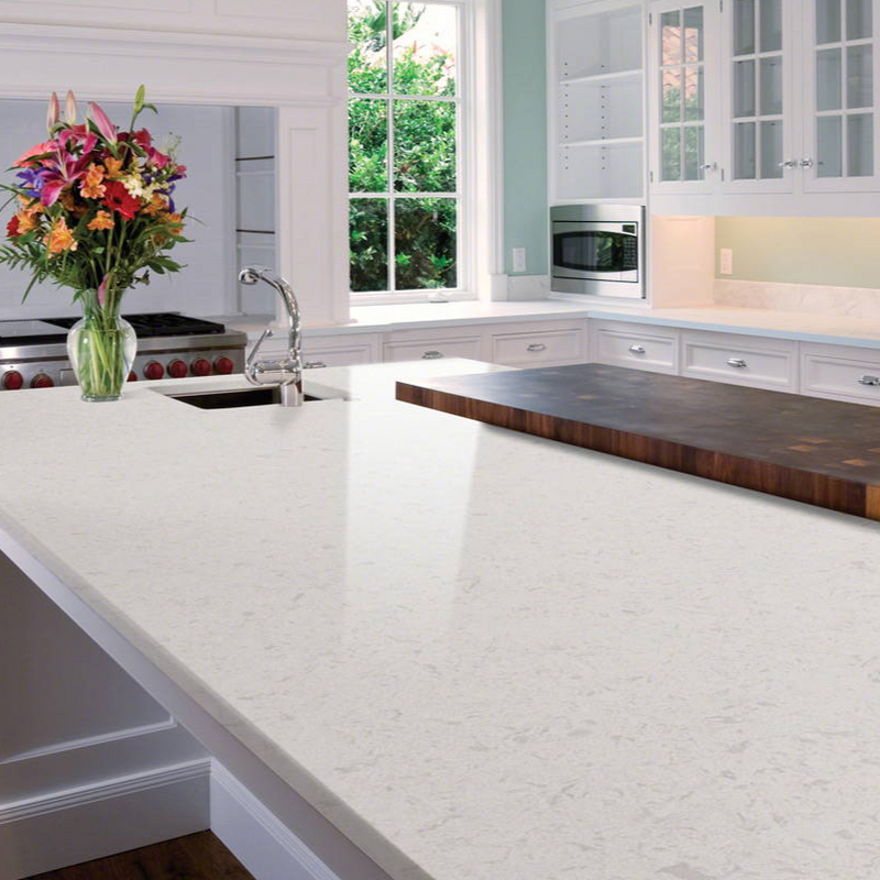 MSI Glacier White® Premium Quartz Prefabricated Countertop - Island