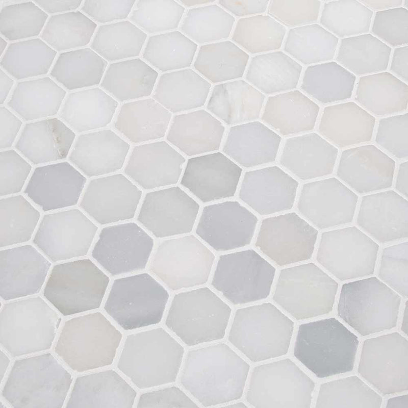 MSI Greecian white 2 inch hexagon 11.75X12 polished marble mosaic tile SMOT GRE 2HEXP angle view