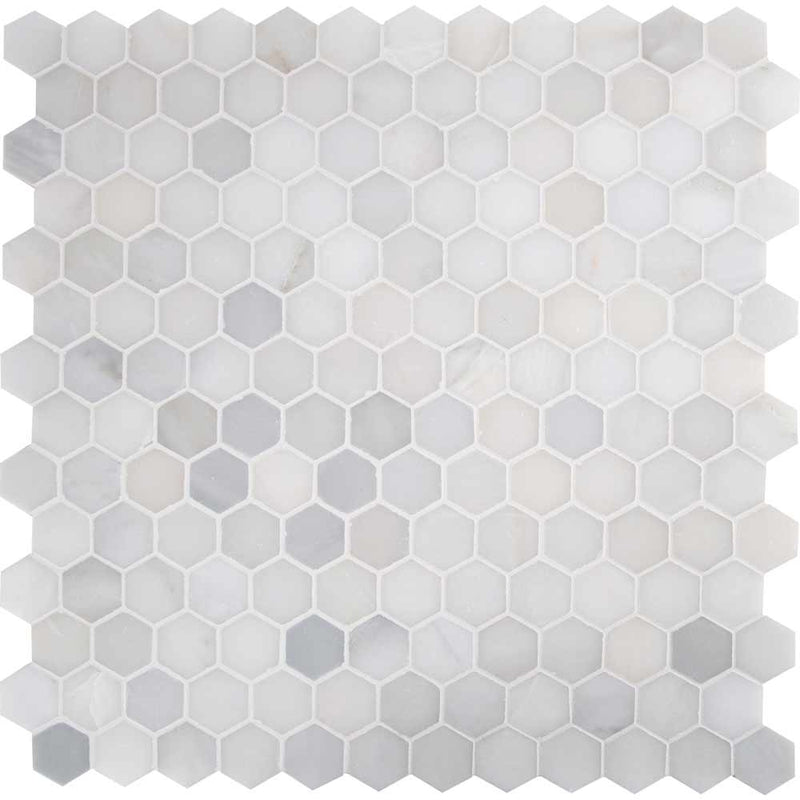 MSI Greecian white 2 inch hexagon 11.75X12 polished marble mosaic tile SMOT GRE 2HEXP top view
