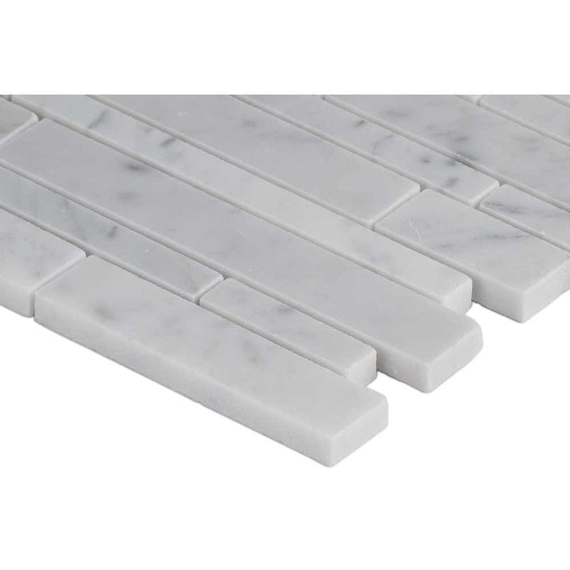 MSI Greecian white interlocking 12X12 polished marble mosaic tile SMOT GRE ILP10MM edge view