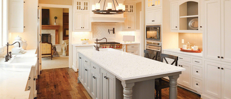 MSI Iced White® Premium Quartz Prefabricated Countertop - Island