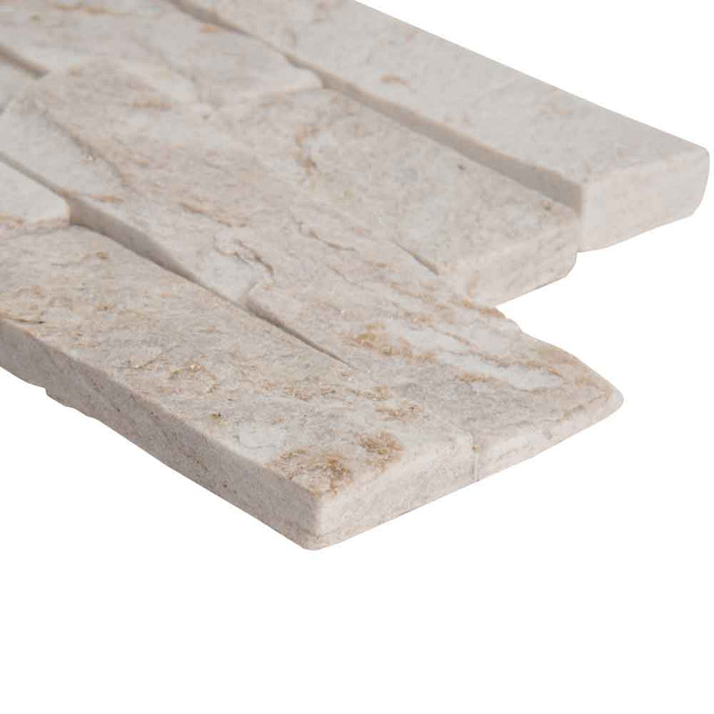 MSI Royal white quartzite splitface ledger panel 6X24 LPNLQROYWHI624 edge view