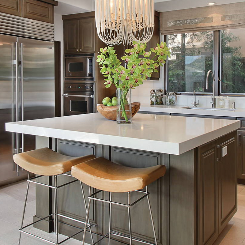 MSI Snow White™ Premium Quartz Prefabricated Countertop Island