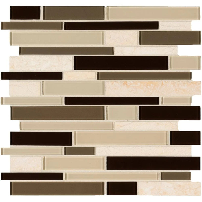 MSI Sonoma Valley Interlocking Stone and Glass Blend Mosaic Tile 12"x12"