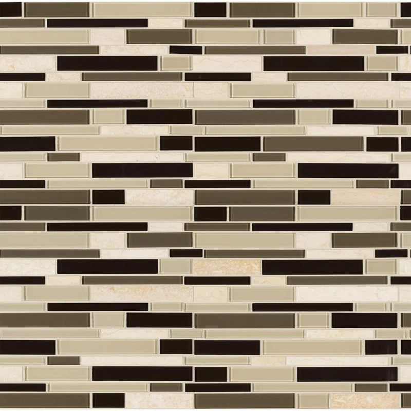 MSI Sonoma Valley Interlocking Stone and Glass Blend Mosaic Tile 12"x12"