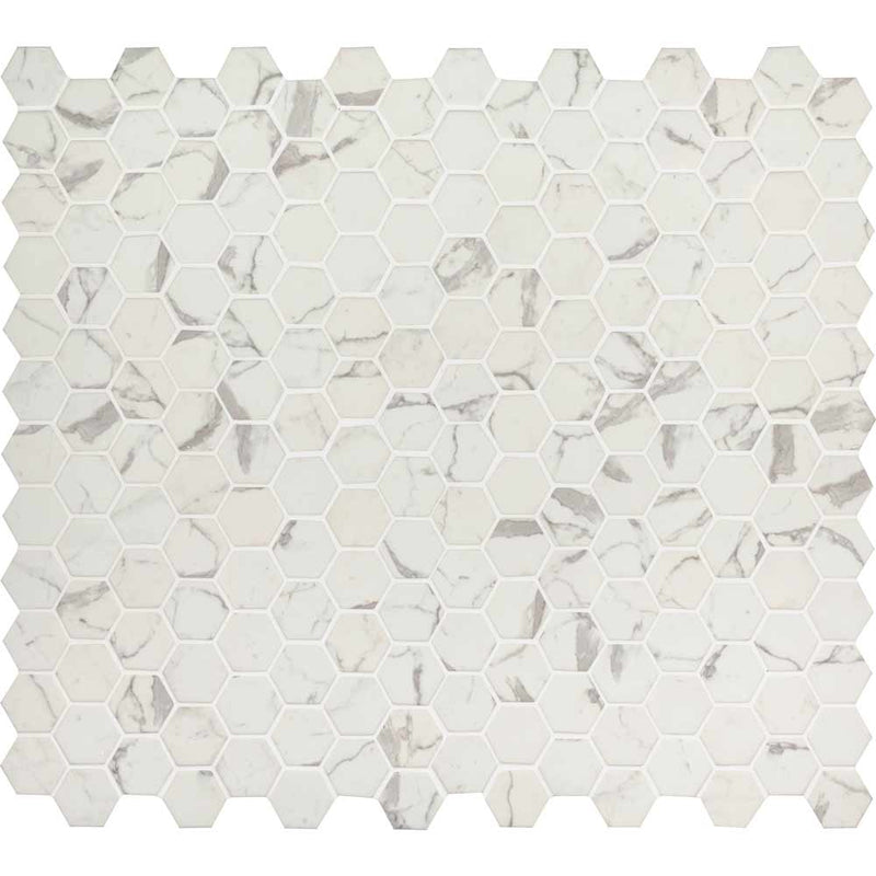 MSI Statuario Celano Hexagon Glass Mosaic Tile 11.02"x12.75"