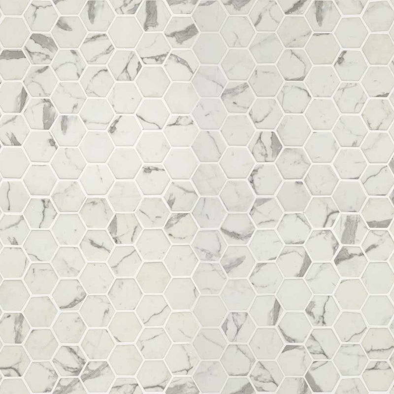 MSI Statuario Celano Hexagon Glass Mosaic Tile 11.02"x12.75"
