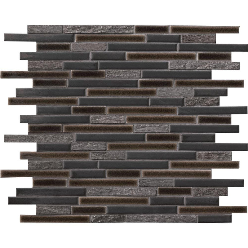 MSI Titan Interlocking Porcelain and Stone Blend Mosaic Tile 12"x12"