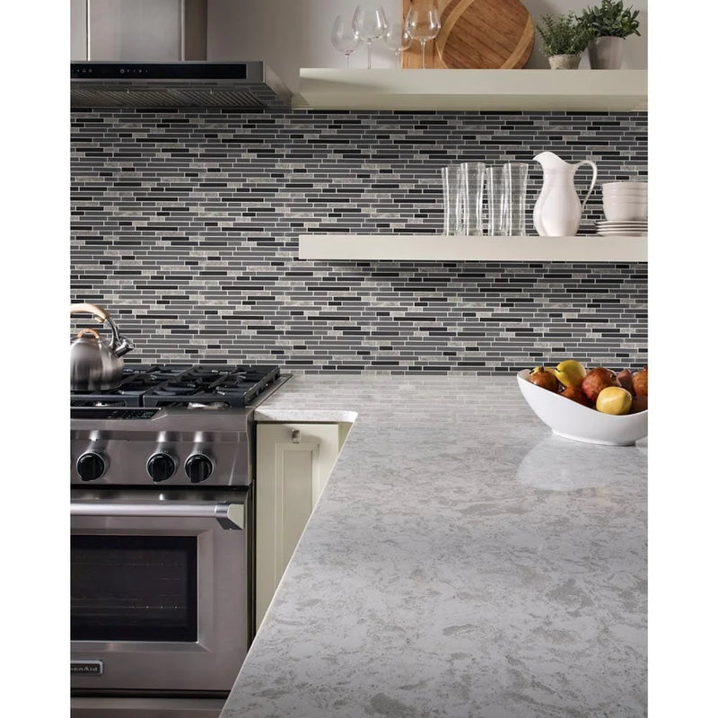 MSI Urban Loft Interlocking Stone Glass and Metal Blend Mosaic Tile 12"x12"