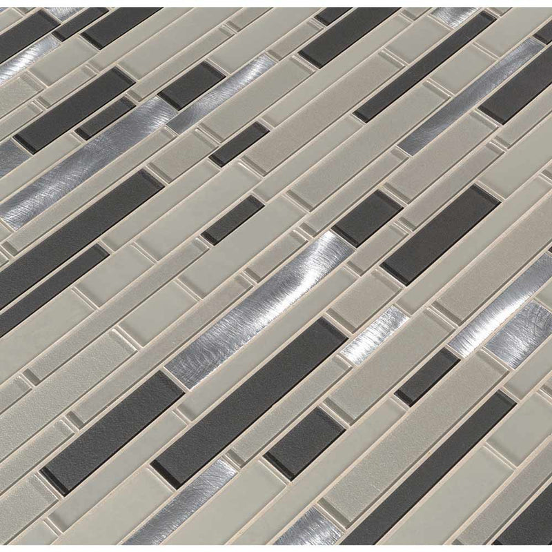 MSI Urbanka Interlocking Glass and Metal Blend Mosaic Tile 12"x12"