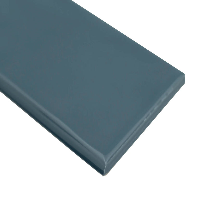 MSI Urbano Navy Glossy Ceramic Bullnose Tile 4"x12"