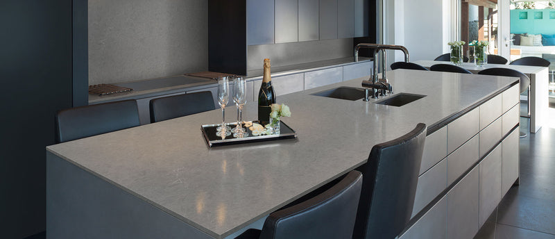 MSI Vena Carbona® Premium Quartz Prefabricated Countertop - Island