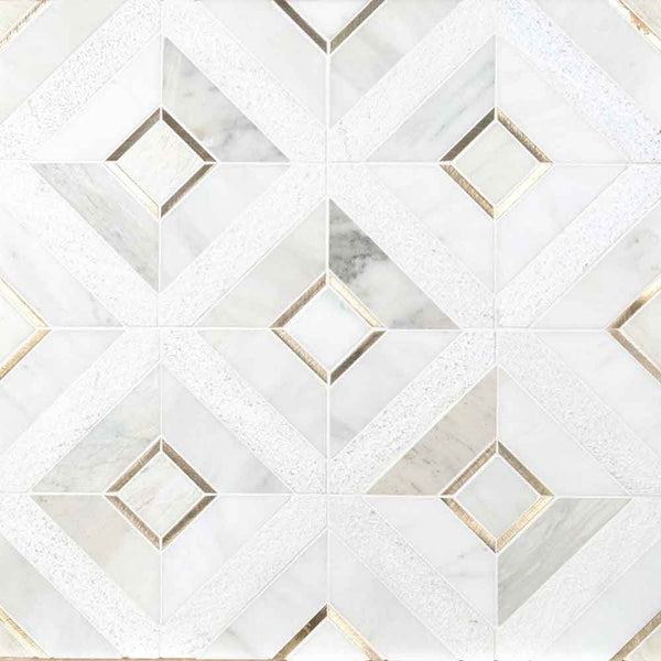 MSI Verona Gold Stone and Metal Blend Mosaic Tile 11.85"x11.85", angled view
