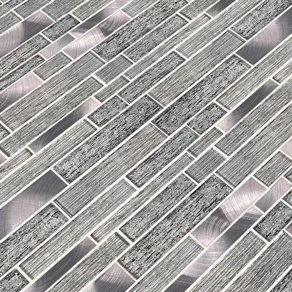 MSI Volcanic Luxe Interlocking Glass and Metal Blend Mosaic Tile 11.61"x11.73", angled view