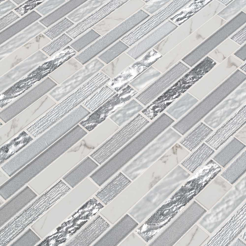 MSI Whistler Ice Interlocking Porcelain and Glass Blend Mosaic Tile 11.81"x12"