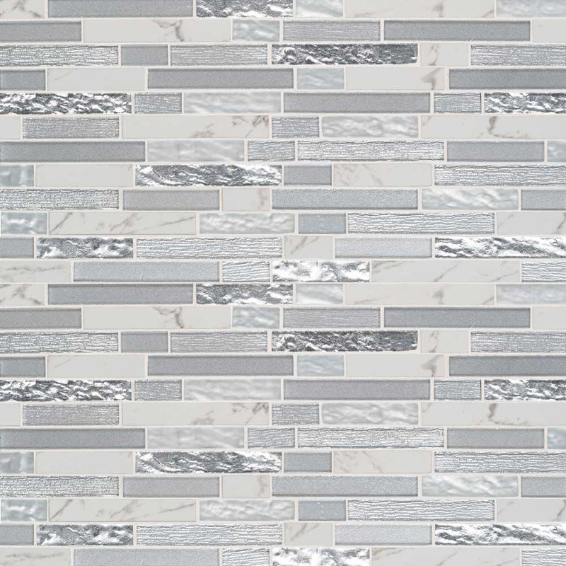 MSI Whistler Ice Interlocking Porcelain and Glass Blend Mosaic Tile 11.81"x12"