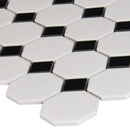 MSI White and Black Octagon Matte Anti-Slip Porcelain Mosaic Tile 11.61"x11.61"