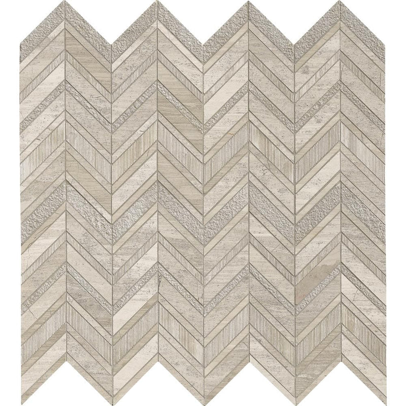 MSI White Quarry Chevron Marble Mosaic Tile 12"x12"