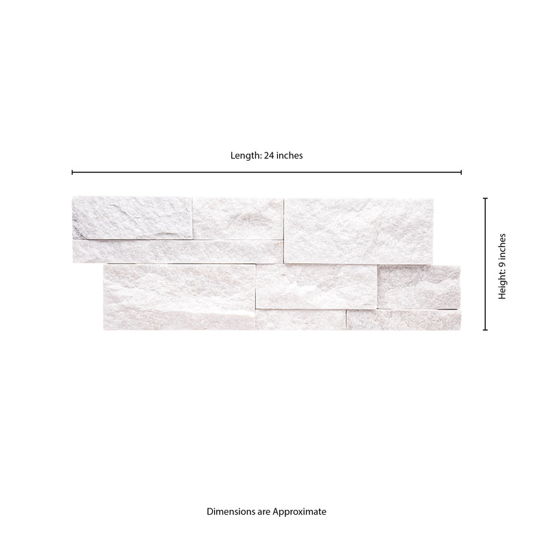 MSI XL Rockmount Arctic White Splitface Ledger Panel Quartzite Wall Tile 9"x24"