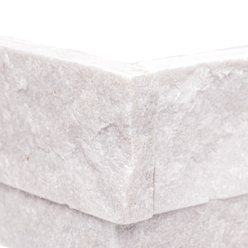 MSI XL Rockmount Arctic White Splitface Quartzite Ledger Panel Corner 9"x18"