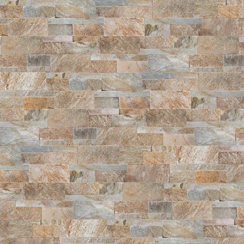 MSI XL Rockmount Golden Honey Splitface Ledger Panel Quartzite Wall Tile 9"x24"