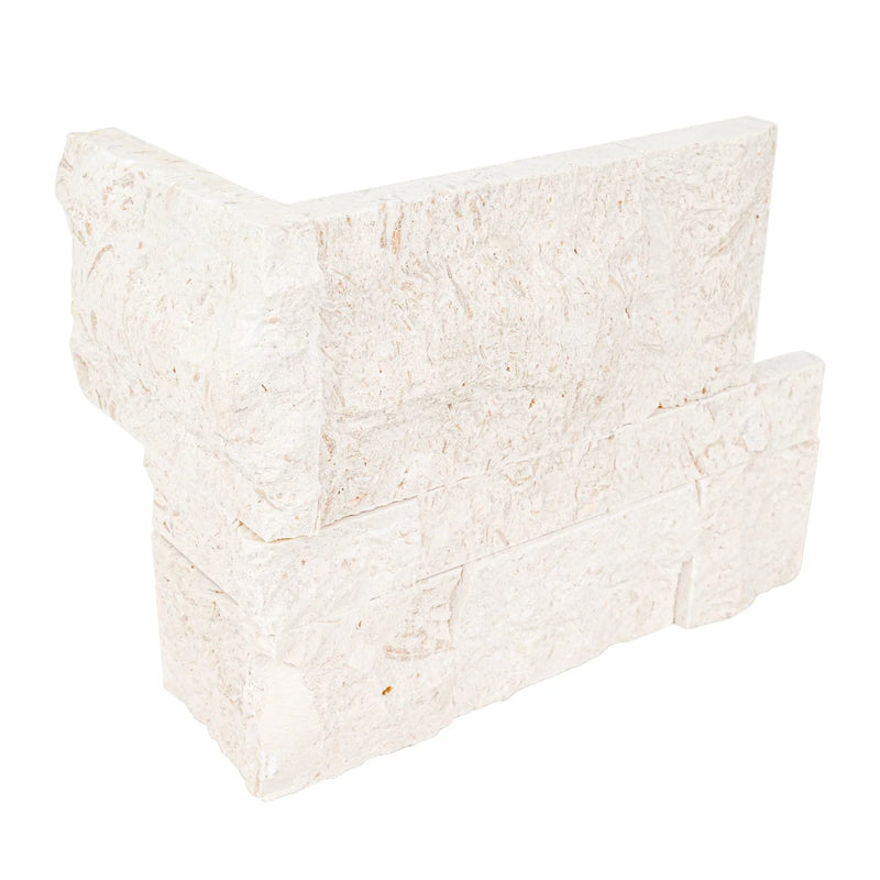 MSI XL Rockmount Mayra White Splitface Limestone Ledger Panel Corner 9"x18"