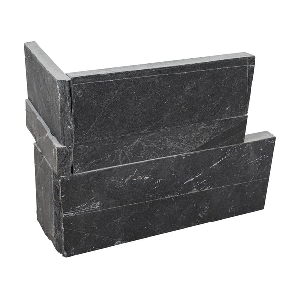 MSI XL Rockmount Premium Black Splitface Slate Ledger Panel Corner 9"x18"