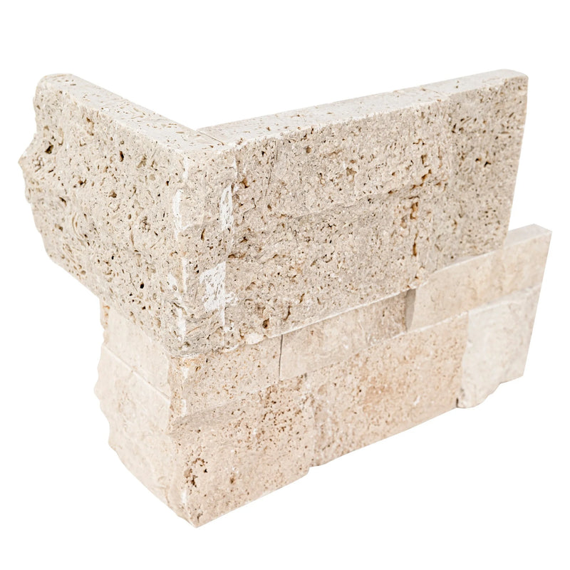 MSI XL Rockmount Roman Beige Splitface Travertine Ledger Panel Corner 9"x18"