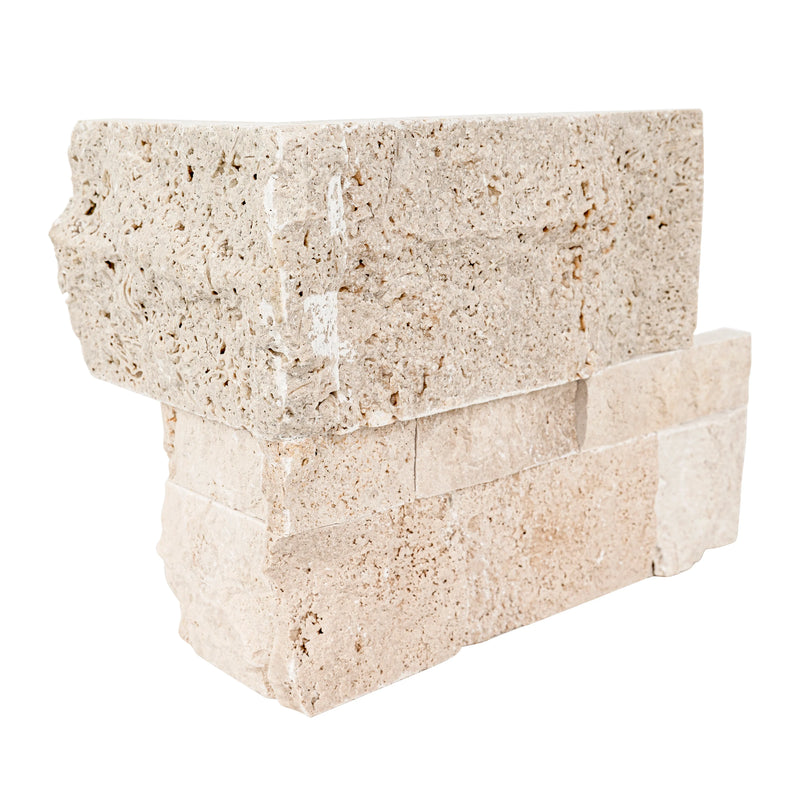 MSI XL Rockmount Roman Beige Splitface Travertine Ledger Panel Corner 9"x18"